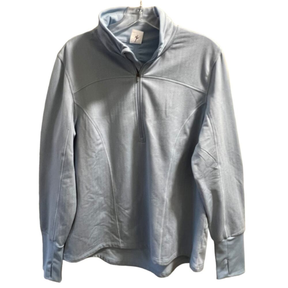 Athletic Works Workout Top Cold Gear Half Zip Light Baby Blue Size L Long Sleeve